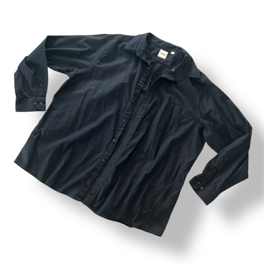 ROWM Size 2XB Black Button-Up Men’s Long Sleeve Shirt • 100% Cotton